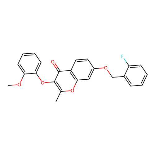 7-[(2-Fluorophenyl)methoxy]-3-(2-methoxyphenoxy)-2-methylchromen-4-one structure