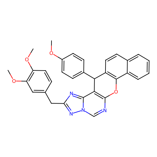 2-(3,4-dimethoxybenzyl)-14-(4-methoxyphenyl)-14H-benzo[7,8]chromeno[3,2-e][1,2,4]triazolo[1,5-c]pyrimidine structure