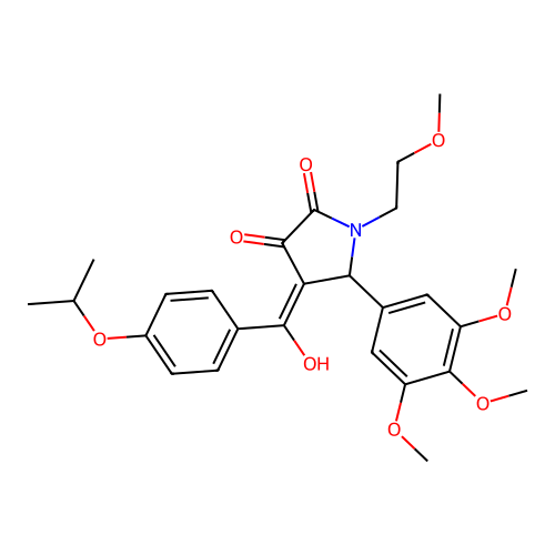 (4E)-4-[hydroxy-(4-propan-2-yloxyphenyl)methylidene]-1-(2-methoxyethyl)-5-(3,4,5-trimethoxyphenyl)pyrrolidine-2,3-dione structure
