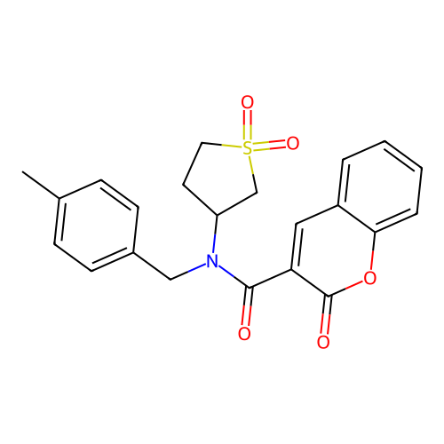 N-(1,1-dioxidotetrahydrothiophen-3-yl)-N-(4-methylbenzyl)-2-oxo-2H-chromene-3-carboxamide structure