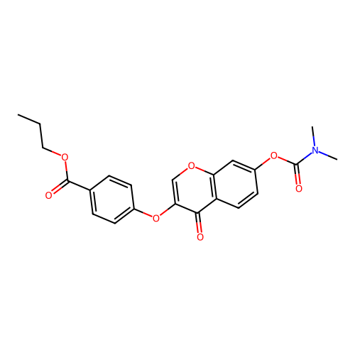 propyl 4-({7-[(dimethylcarbamoyl)oxy]-4-oxo-4H-chromen-3-yl}oxy)benzoate structure