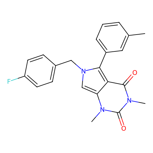 6-(4-fluorobenzyl)-1,3-dimethyl-5-(3-methylphenyl)-1H-pyrrolo[3,4-d]pyrimidine-2,4(3H,6H)-dione structure