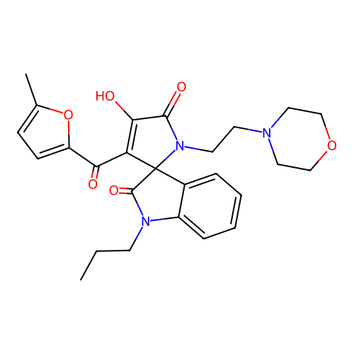 4'-hydroxy-3'-(5-methyl-2-furoyl)-1'-(2-morpholin-4-ylethyl)-1-propylspiro[indole-3,2'-pyrrole]-2,5'(1{H},1'{H})-dione structure