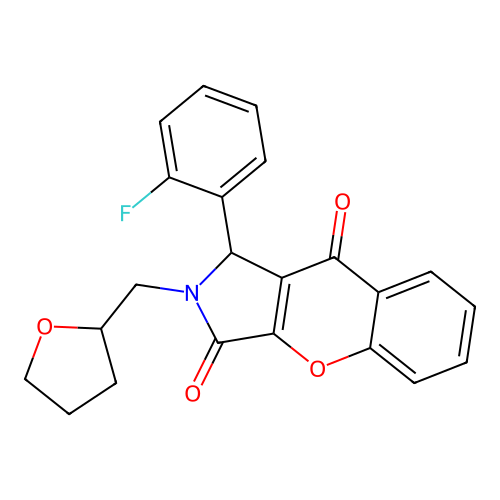 1-(2-fluorophenyl)-2-(oxolan-2-ylmethyl)-1H-chromeno[2,3-c]pyrrole-3,9-dione structure