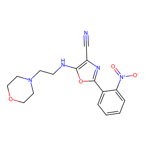 5-{[2-(Morpholin-4-yl)ethyl]amino}-2-(2-nitrophenyl)-1,3-oxazole-4-carbonitrile structure