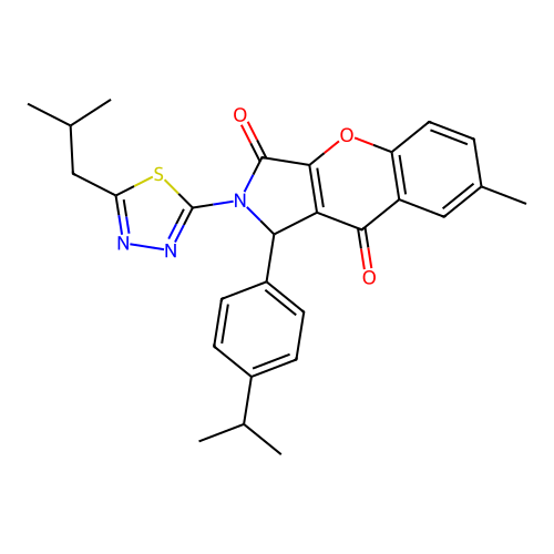 2-(5-isobutyl-1,3,4-thiadiazol-2-yl)-1-(4-isopropylphenyl)-7-methyl-1,2-dihydrochromeno[2,3-c]pyrrole-3,9-dione structure
