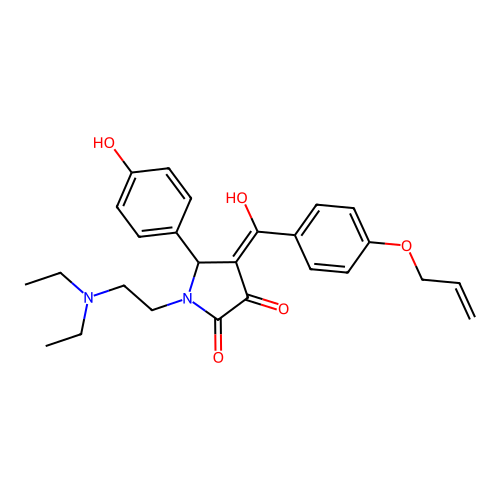(4E)-1-(2-diethylaminoethyl)-5-(4-hydroxyphenyl)-4-[hydroxy-(4-prop-2-enoxyphenyl)methylidene]pyrrolidine-2,3-dione structure