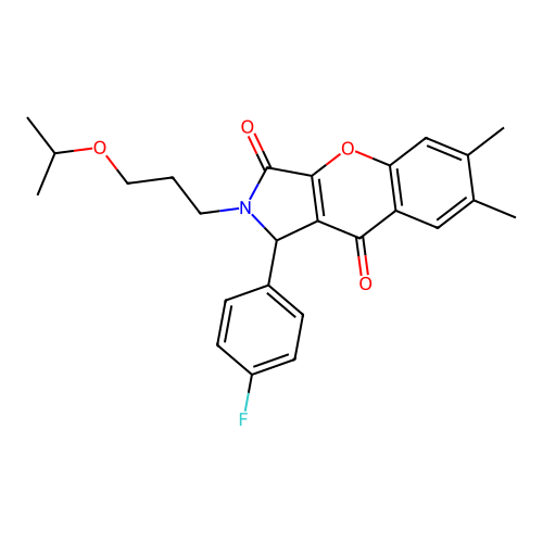1-(4-fluorophenyl)-2-(3-isopropoxypropyl)-6,7-dimethyl-1,2-dihydrochromeno[2,3-c]pyrrole-3,9-dione structure