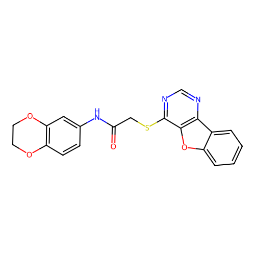 N-(2,3-dihydro-1,4-benzodioxin-6-yl)-2-{8-oxa-3,5-diazatricyclo[7.4.0.0^{2,7}]trideca-1(9),2(7),3,5,10,12-hexaen-6-ylsulfanyl}acetamide structure