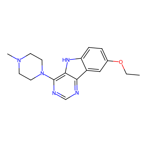 8-ethoxy-4-(4-methylpiperazin-1-yl)-5H-pyrimido[5,4-b]indole structure