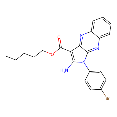 pentyl 2-amino-1-(4-bromophenyl)-1H-pyrrolo[2,3-b]quinoxaline-3-carboxylate structure