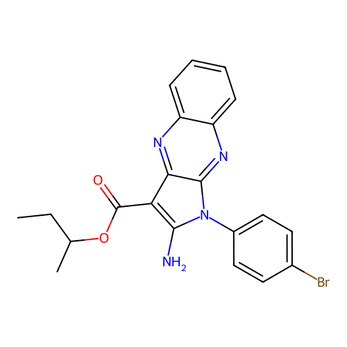 butan-2-yl 2-amino-1-(4-bromophenyl)-1H-pyrrolo[2,3-b]quinoxaline-3-carboxylate structure