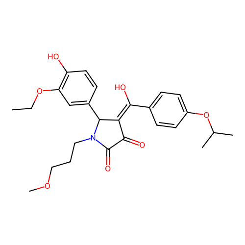 (4E)-5-(3-ethoxy-4-hydroxyphenyl)-4-[hydroxy-(4-propan-2-yloxyphenyl)methylidene]-1-(3-methoxypropyl)pyrrolidine-2,3-dione structure