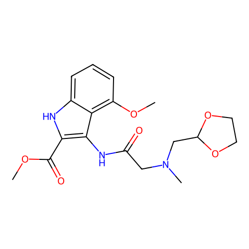3-[2-([1,3]Dioxolan-2-ylmethyl-methyl-amino)-acetylamino]-4-methoxy-1H-indole-2-carboxylic acid  methyl ester structure