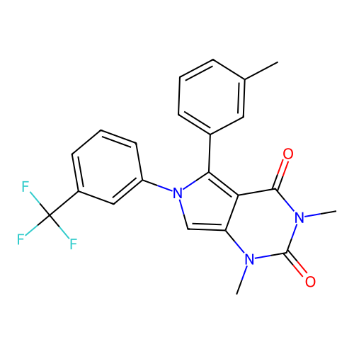 1,3-dimethyl-5-(3-methylphenyl)-6-[3-(trifluoromethyl)phenyl]-1H-pyrrolo[3,4-d]pyrimidine-2,4(3H,6H)-dione structure