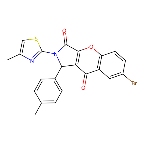 7-bromo-1-(4-methylphenyl)-2-(4-methyl-1,3-thiazol-2-yl)-1,2-dihydrochromeno[2,3-c]pyrrole-3,9-dione structure