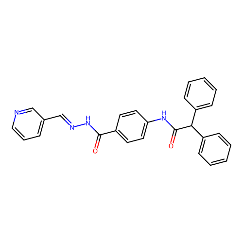 (E)-2,2-diphenyl-N-(4-(2-(pyridin-3-ylmethylene)hydrazinecarbonyl)phenyl)acetamide structure