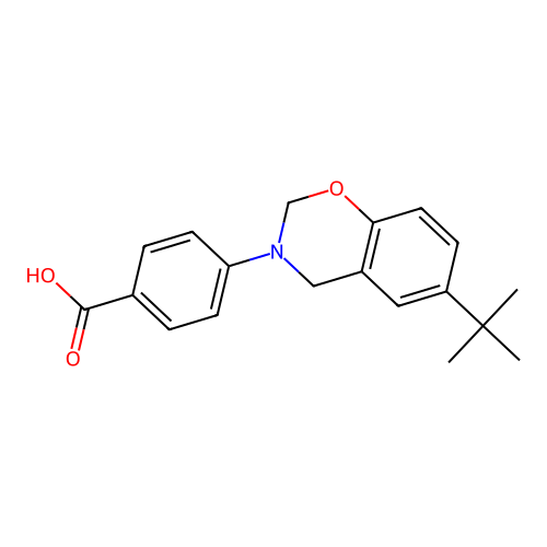 Benzoic acid, 4-[6-(1,1-dimethylethyl)-2H-1,3-benzoxazin-3(4H)-yl]- structure