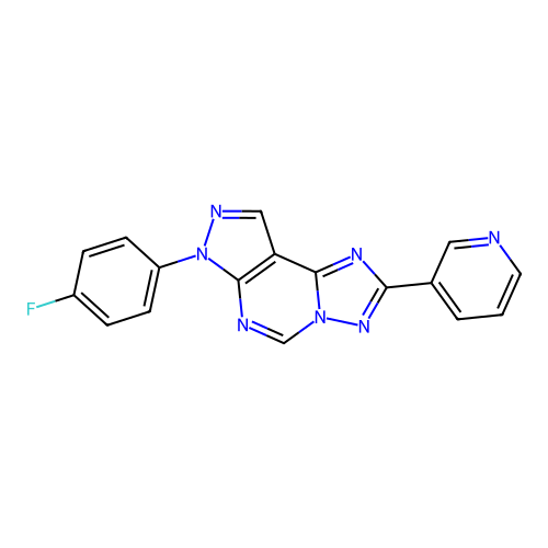 7-(4-fluorophenyl)-2-(pyridin-3-yl)-7H-pyrazolo[4,3-e][1,2,4]triazolo[1,5-c]pyrimidine structure