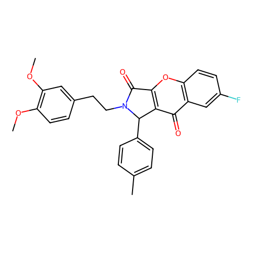 2-(3,4-dimethoxyphenethyl)-7-fluoro-1-(4-methylphenyl)-1,2-dihydrochromeno[2,3-c]pyrrole-3,9-dione structure