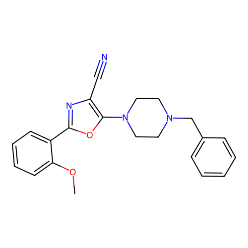 5-(4-Benzylpiperazin-1-yl)-2-(2-methoxyphenyl)-1,3-oxazole-4-carbonitrile structure