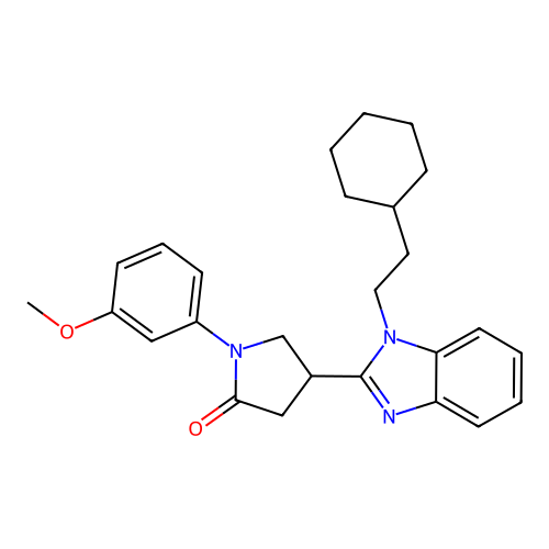 4-[1-(2-cyclohexylethyl)-1H-benzimidazol-2-yl]-1-(3-methoxyphenyl)pyrrolidin-2-one structure
