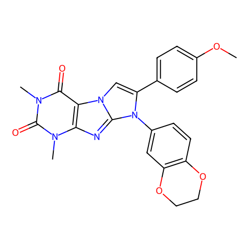 6-(2,3-dihydro-1,4-benzodioxin-6-yl)-7-(4-methoxyphenyl)-2,4-dimethylpurino[7,8-a]imidazole-1,3-dione structure