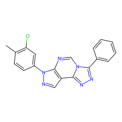 7-(3-chloro-4-methylphenyl)-3-phenyl-7H-pyrazolo[4,3-e][1,2,4]triazolo[4,3-c]pyrimidine structure