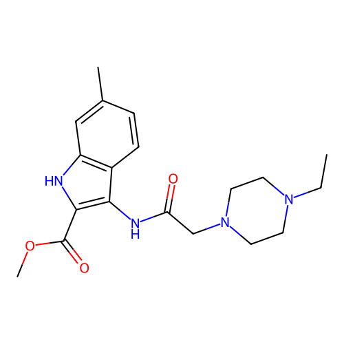 methyl 3-{[(4-ethylpiperazin-1-yl)acetyl]amino}-6-methyl-1H-indole-2-carboxylate structure