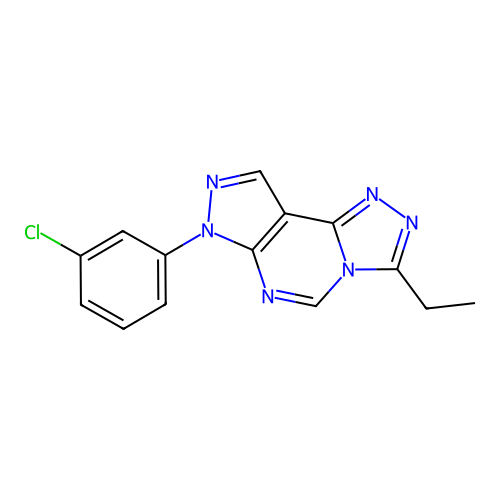 7-(3-chlorophenyl)-3-ethyl-7H-pyrazolo[4,3-e][1,2,4]triazolo[4,3-c]pyrimidine structure