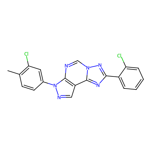 7-(3-chloro-4-methylphenyl)-2-(2-chlorophenyl)-7H-pyrazolo[4,3-e][1,2,4]triazolo[1,5-c]pyrimidine structure