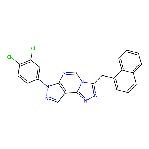 7-(3,4-dichlorophenyl)-3-(naphthalen-1-ylmethyl)-7H-pyrazolo[4,3-e][1,2,4]triazolo[4,3-c]pyrimidine structure