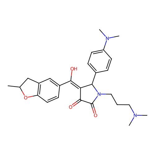 (4E)-5-(4-dimethylaminophenyl)-1-[3-(dimethylamino)propyl]-4-[hydroxy-(2-methyl-2,3-dihydro-1-benzofuran-5-yl)methylidene]pyrrolidine-2,3-dione structure