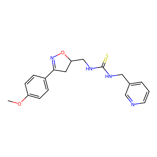 1-((3-(4-methoxyphenyl)-4,5-dihydroisoxazol-5-yl)methyl)-3-(pyridin-3-ylmethyl)thiourea structure