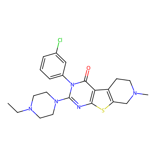 3-(3-chlorophenyl)-2-(4-ethylpiperazin-1-yl)-7-methyl-5,6,7,8-tetrahydropyrido[4',3':4,5]thieno[2,3-d]pyrimidin-4(3H)-one structure