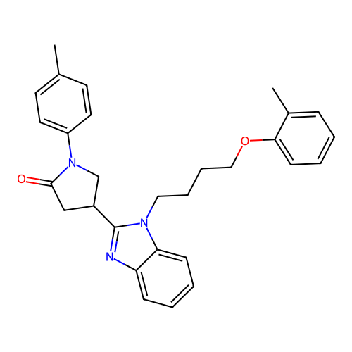 4-{1-[4-(2-methylphenoxy)butyl]-1H-benzimidazol-2-yl}-1-(4-methylphenyl)pyrrolidin-2-one structure