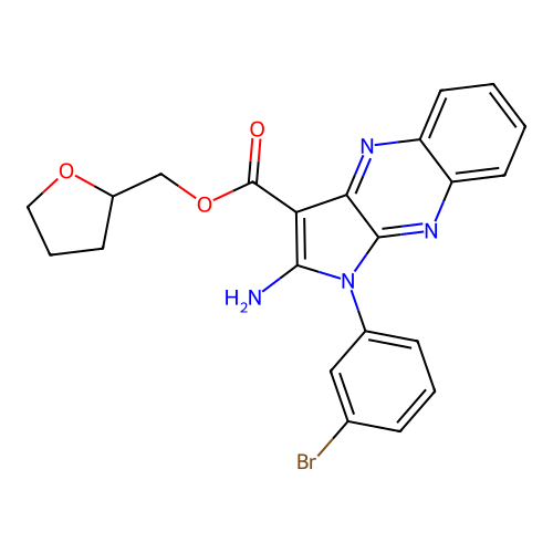 oxolan-2-ylmethyl 2-amino-1-(3-bromophenyl)pyrrolo[3,2-b]quinoxaline-3-carboxylate structure