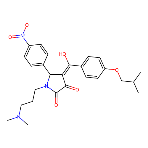 (4E)-1-[3-(dimethylamino)propyl]-4-[hydroxy-[4-(2-methylpropoxy)phenyl]methylidene]-5-(4-nitrophenyl)pyrrolidine-2,3-dione structure