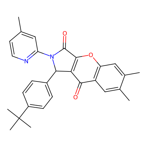 1-(4-tert-butylphenyl)-6,7-dimethyl-2-(4-methylpyridin-2-yl)-1,2-dihydrochromeno[2,3-c]pyrrole-3,9-dione structure