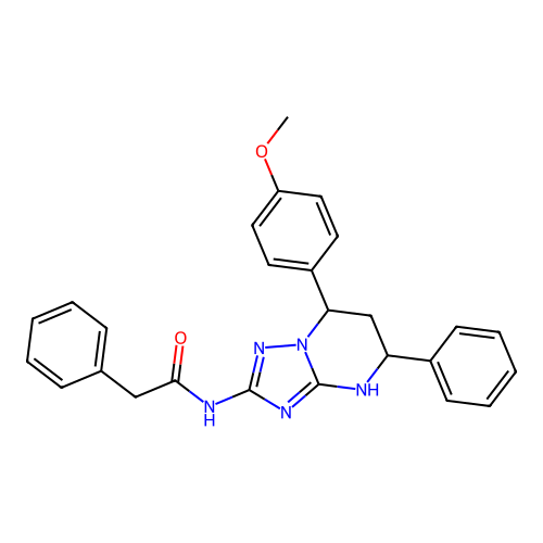 N-(7-(4-methoxyphenyl)-5-phenyl-4,5,6,7-tetrahydro-[1,2,4]triazolo[1,5-a]pyrimidin-2-yl)-2-phenylacetamide structure