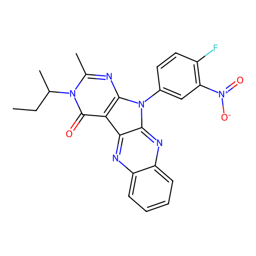 3-(butan-2-yl)-11-(4-fluoro-3-nitrophenyl)-2-methyl-3,11-dihydro-4H-pyrimido[5',4':4,5]pyrrolo[2,3-b]quinoxalin-4-one structure