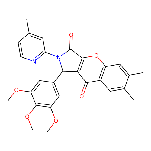 6,7-dimethyl-2-(4-methylpyridin-2-yl)-1-(3,4,5-trimethoxyphenyl)-1,2-dihydrochromeno[2,3-c]pyrrole-3,9-dione structure