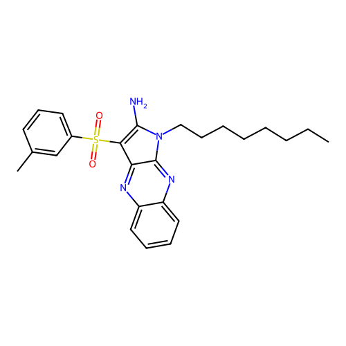 3-[(3-methylphenyl)sulfonyl]-1-octyl-1H-pyrrolo[2,3-b]quinoxalin-2-amine structure