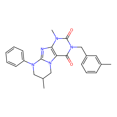 1,7-dimethyl-3-(3-methylbenzyl)-9-phenyl-6,7,8,9-tetrahydropyrimido[2,1-f]purine-2,4(1H,3H)-dione structure