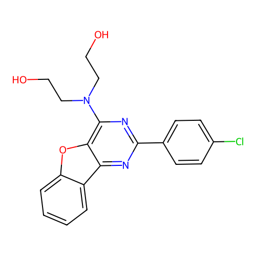 2,2'-((2-(4-Chlorophenyl)benzofuro[3,2-d]pyrimidin-4-yl)azanediyl)diethanol structure