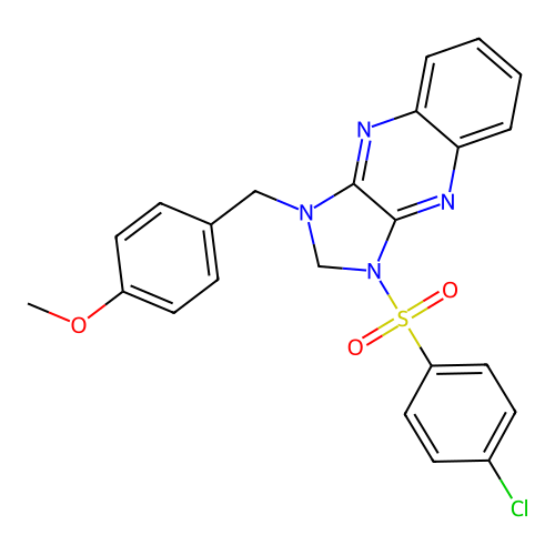 1-((4-chlorophenyl)sulfonyl)-3-(4-methoxybenzyl)-2,3-dihydro-1H-imidazo[4,5-b]quinoxaline structure