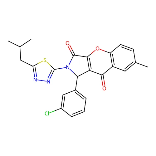 1-(3-氯苯基)-7-甲基-2-[5-(2-甲基丙基)-1,3,4-噻二唑-2-基]-1H-色烯并[2,3-c]吡咯-3,9-二酮 structure