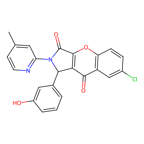 7-chloro-1-(3-hydroxyphenyl)-2-(4-methylpyridin-2-yl)-1,2-dihydrochromeno[2,3-c]pyrrole-3,9-dione structure