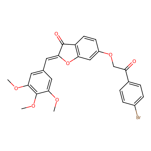 (Z)-6-(2-(4-bromophenyl)-2-oxoethoxy)-2-(3,4,5-trimethoxybenzylidene)benzofuran-3(2H)-one structure