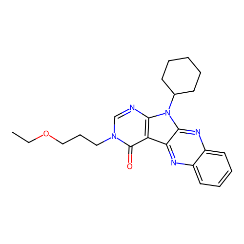 11-cyclohexyl-3-(3-ethoxypropyl)-3,11-dihydro-4H-pyrimido[5',4':4,5]pyrrolo[2,3-b]quinoxalin-4-one structure